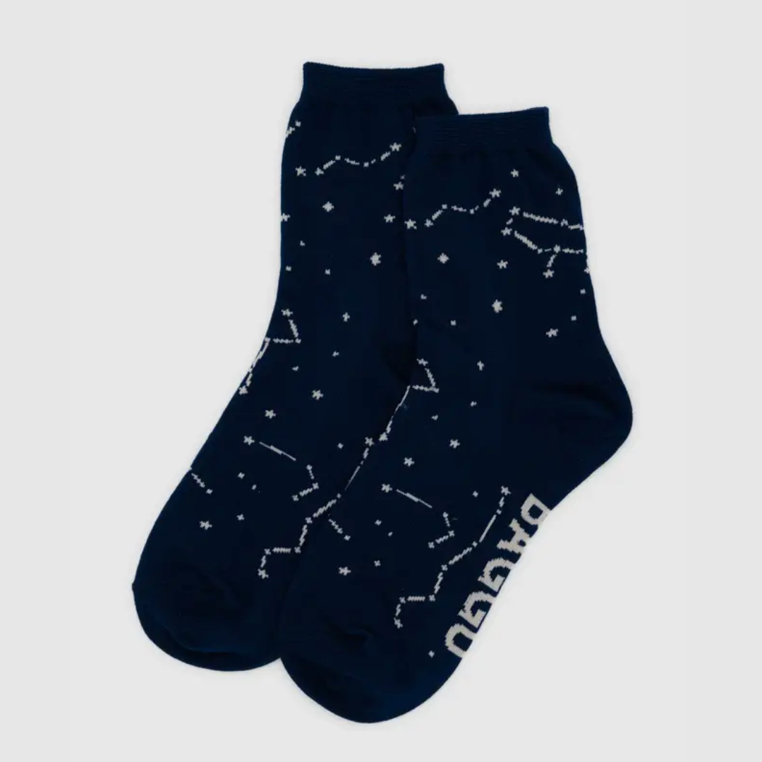 BAGGU Constellation Crew Socks - Comfortable Cotton Star Print Ankle Socks for Men & Women - Perfect for Everyday Wear, Gifts & Space-Themed Outfits