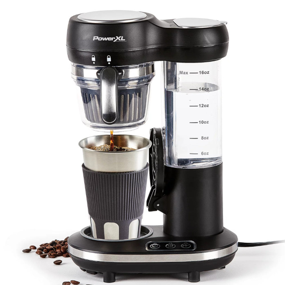 POWER XL Grind and Go Plus Coffee Maker with Built-in Grinder - Fresh Ground Coffee Machine for Home & Office - CL 004 - Perfect for Morning Brews & Entertaining Guests