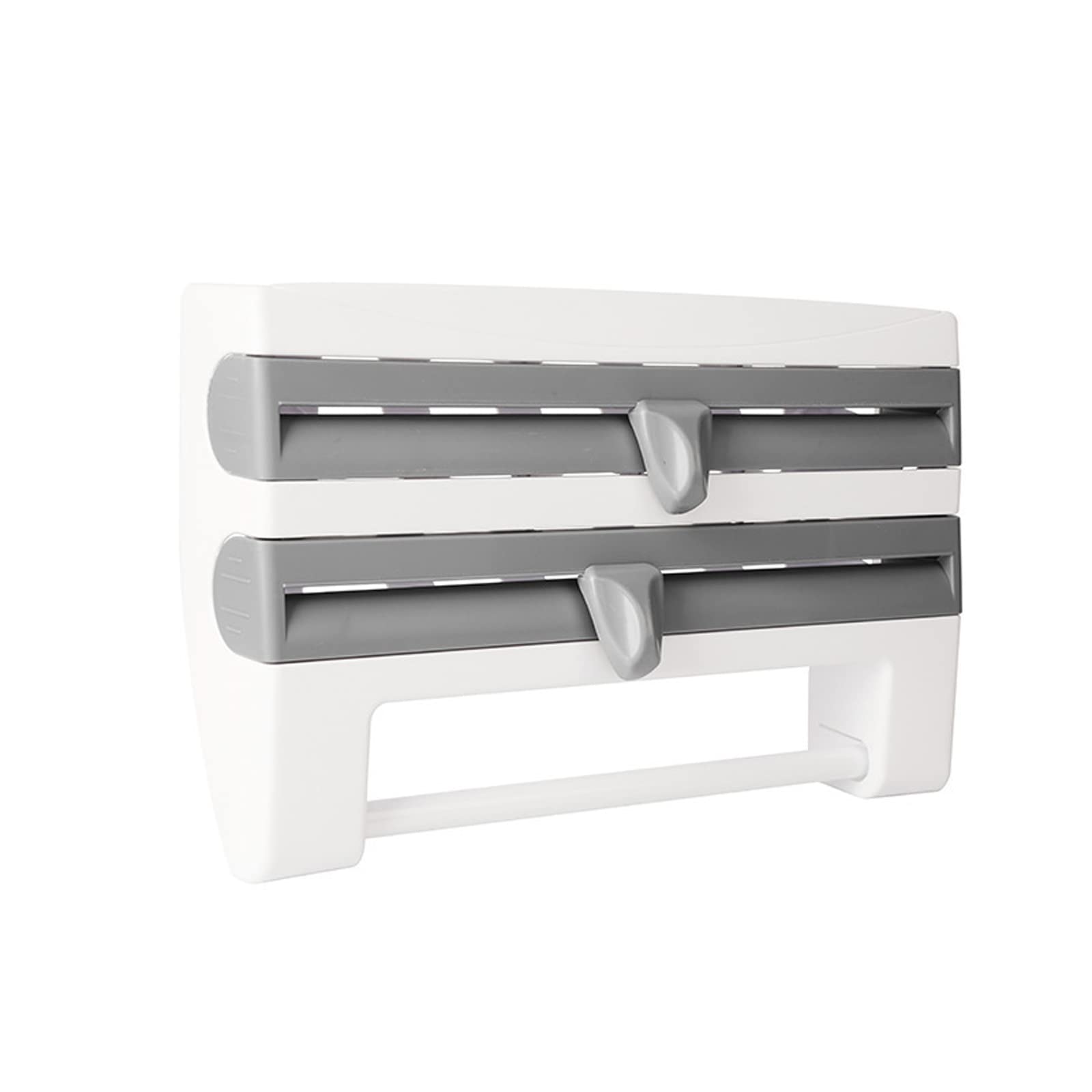 4-in-1 Wall Mount Paper Towel Holder with Aluminum Foil Dispenser & Plastic Wrap Cutter - Space Saving Kitchen Organizer for Paper Towels, Cling Film, Wax Paper & Foil - Perfect for Small Kitchens, RVs & Camping