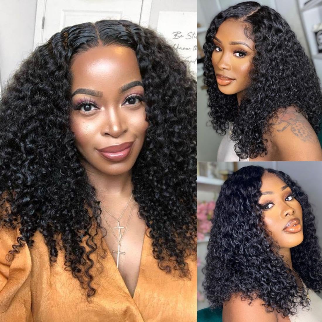 Asteria 7x4 Pre Cut Glueless Human Hair Wig - 18 Inch Bleached & Pre Plucked Lace Closure Curly Wig for Women | Ready to Wear | Perfect for Daily Wear, Parties & Special Occasions