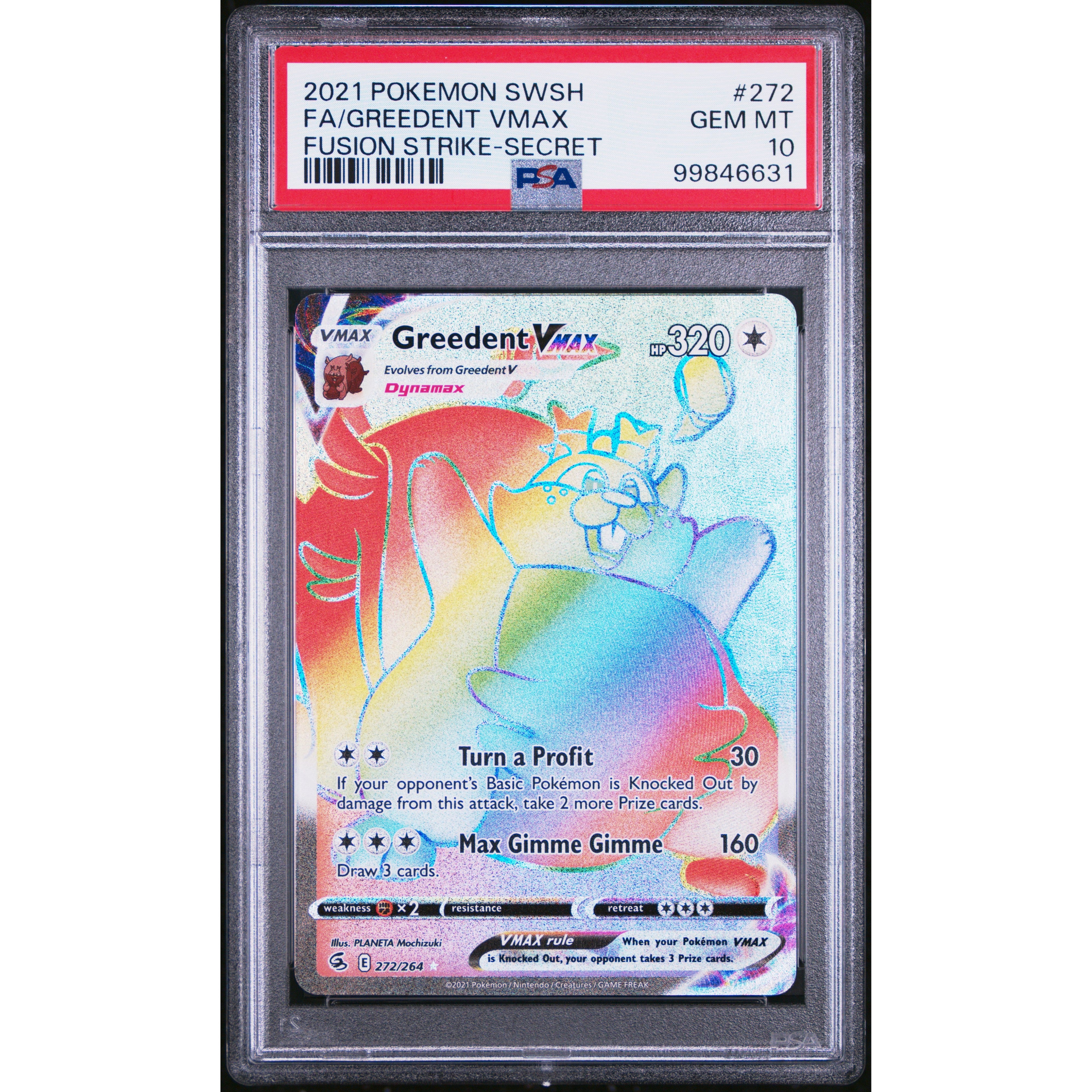 2021 Pokemon Fusion Strike Greedent 272/264 PSA 10 Graded Card - Rare Collectible for Trading Card Game Players & Pokemon Fans (Perfect for Display, Investment & Battles)