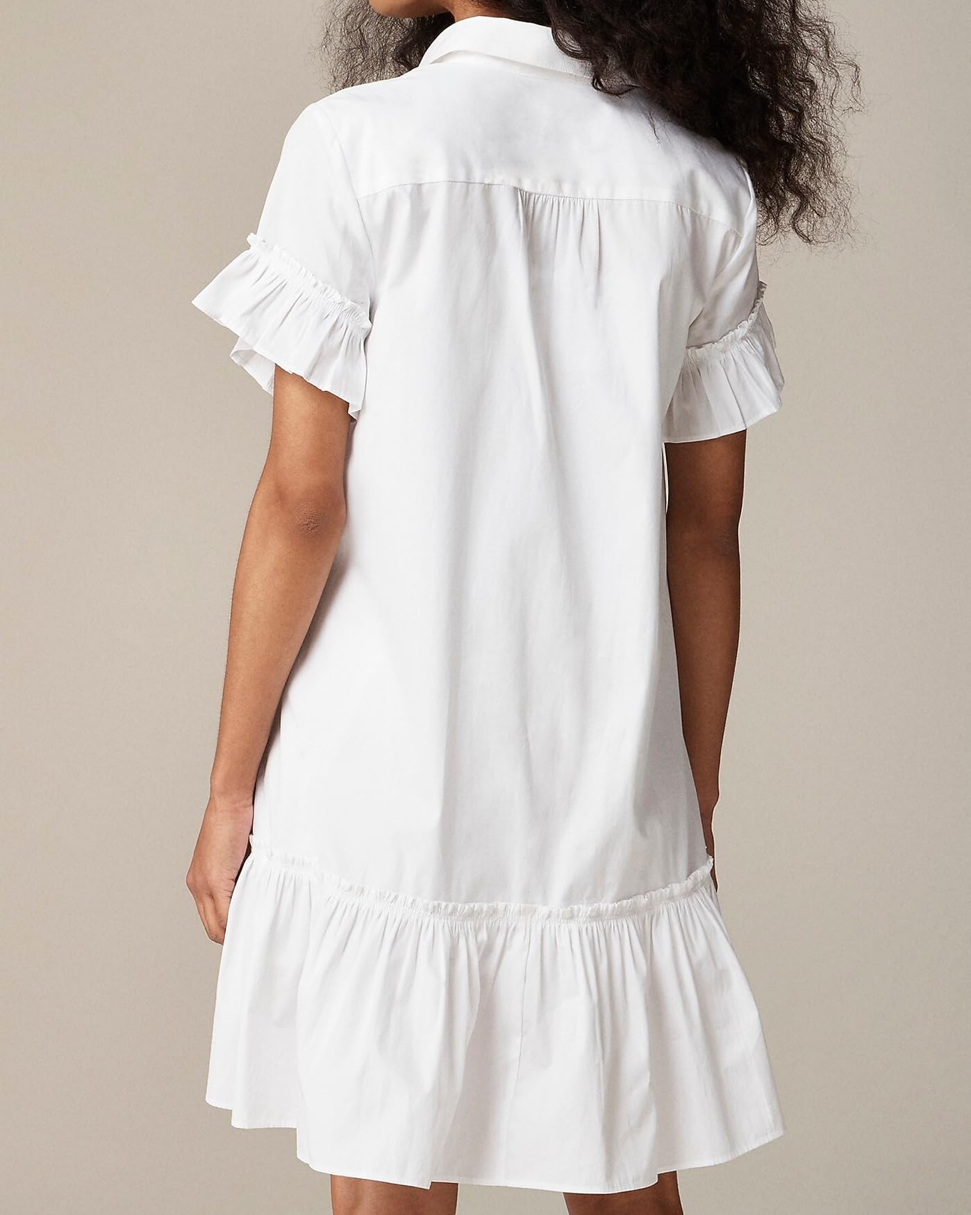 Women's Cotton Ruffle Mini Shirt Dress - Short Sleeve Button Up Shift Dress with Drop Waist | Casual Summer Outfits, Beach Cover Up, Office Wear & Date Night Dresses