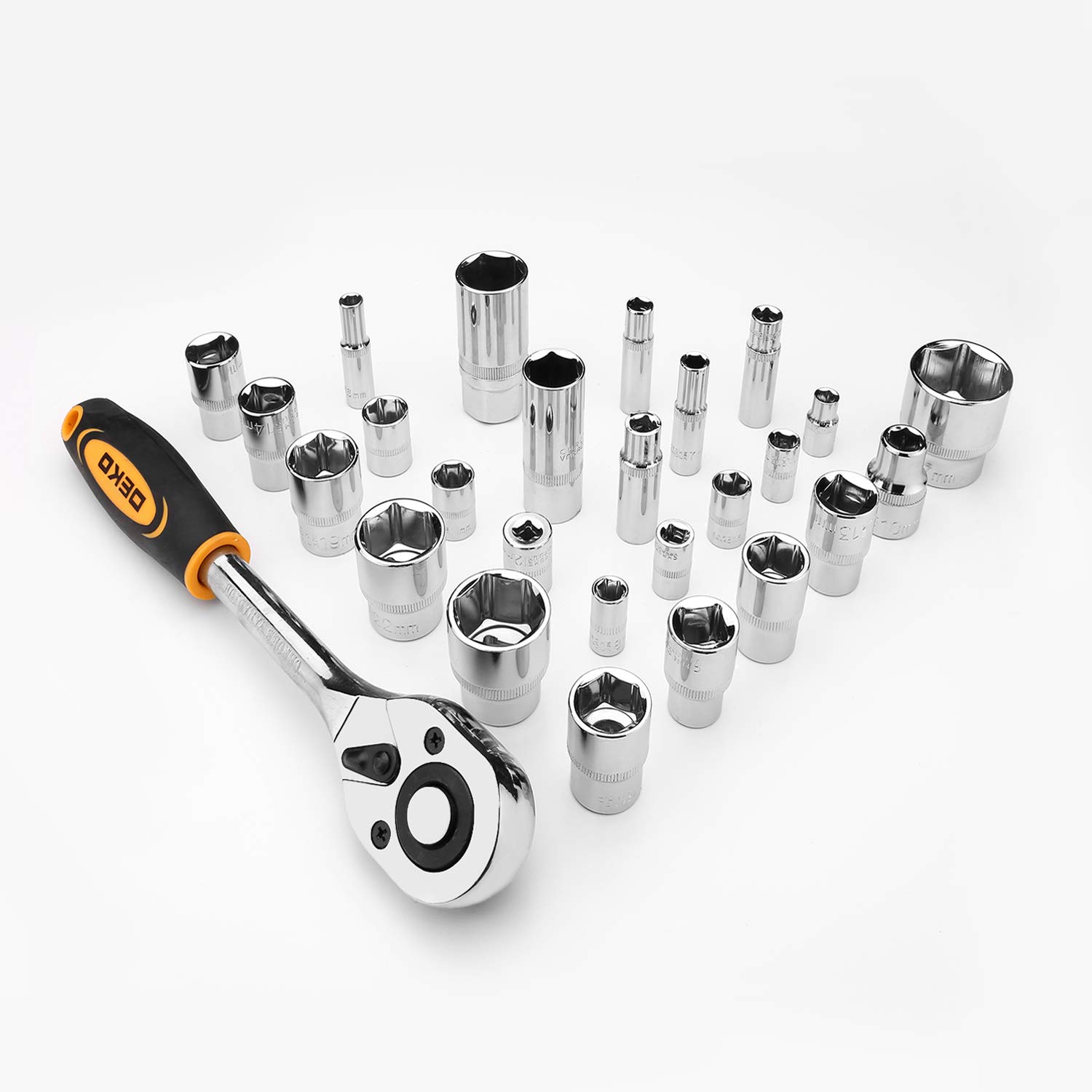 DEKOPRO 258-Piece Professional Tool Kit with Rolling Tool Box - Socket Wrench Set, Hand Tools, Mechanic Case & Portable Trolley - Perfect for Home Repairs, Auto Maintenance & DIY Projects