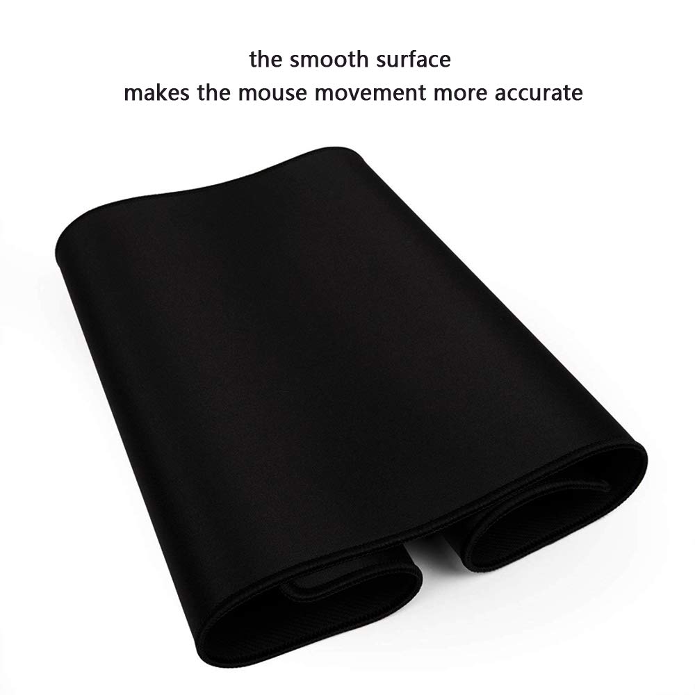 Large Extended Gaming Mouse Pad - Non-Slip Rubber Base, Stitched Edge, 90x40cm Black - Perfect for PC, Laptop, Notebook, Office & Home Gaming Setup