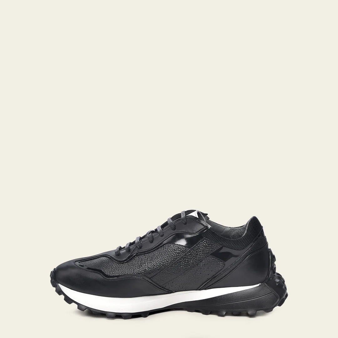 **Men's Cuadra Black Casual Cowhide Leather Sneakers - Stylish & Comfortable for Daily Wear, Walking & Travel**