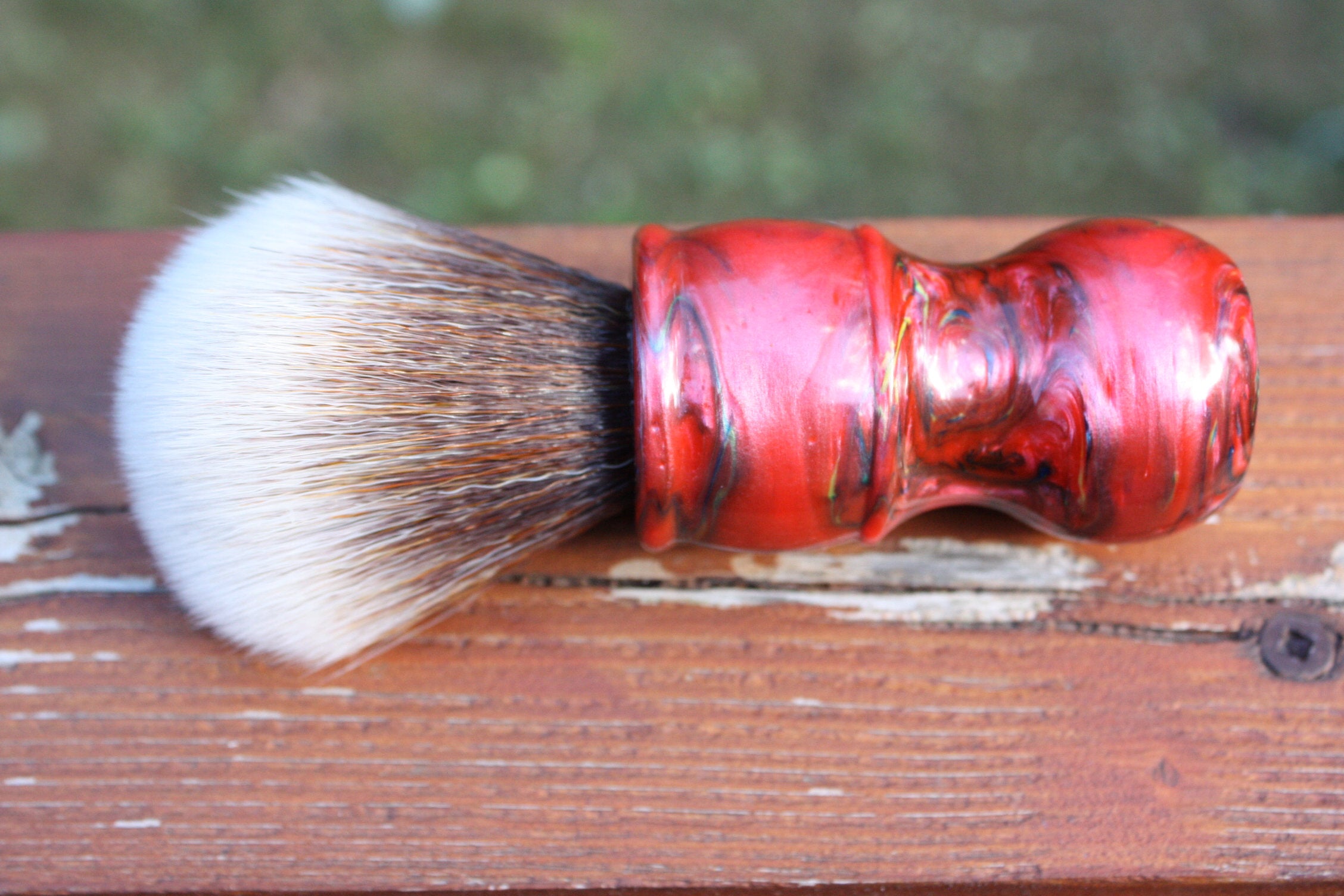 22MM Synthetic Badger Shaving Brush with Ruby Ripple Handle - Premium Wet Shaving Tool for Men's Grooming & Luxury Shave Experience