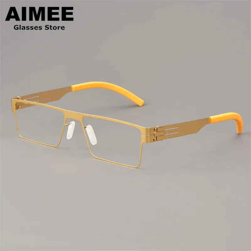 Aimee Women's Full Rim Square Stainless Steel Eyeglasses Frame 61004 - Stylish & Durable Eyewear for Work, Reading & Everyday Fashion