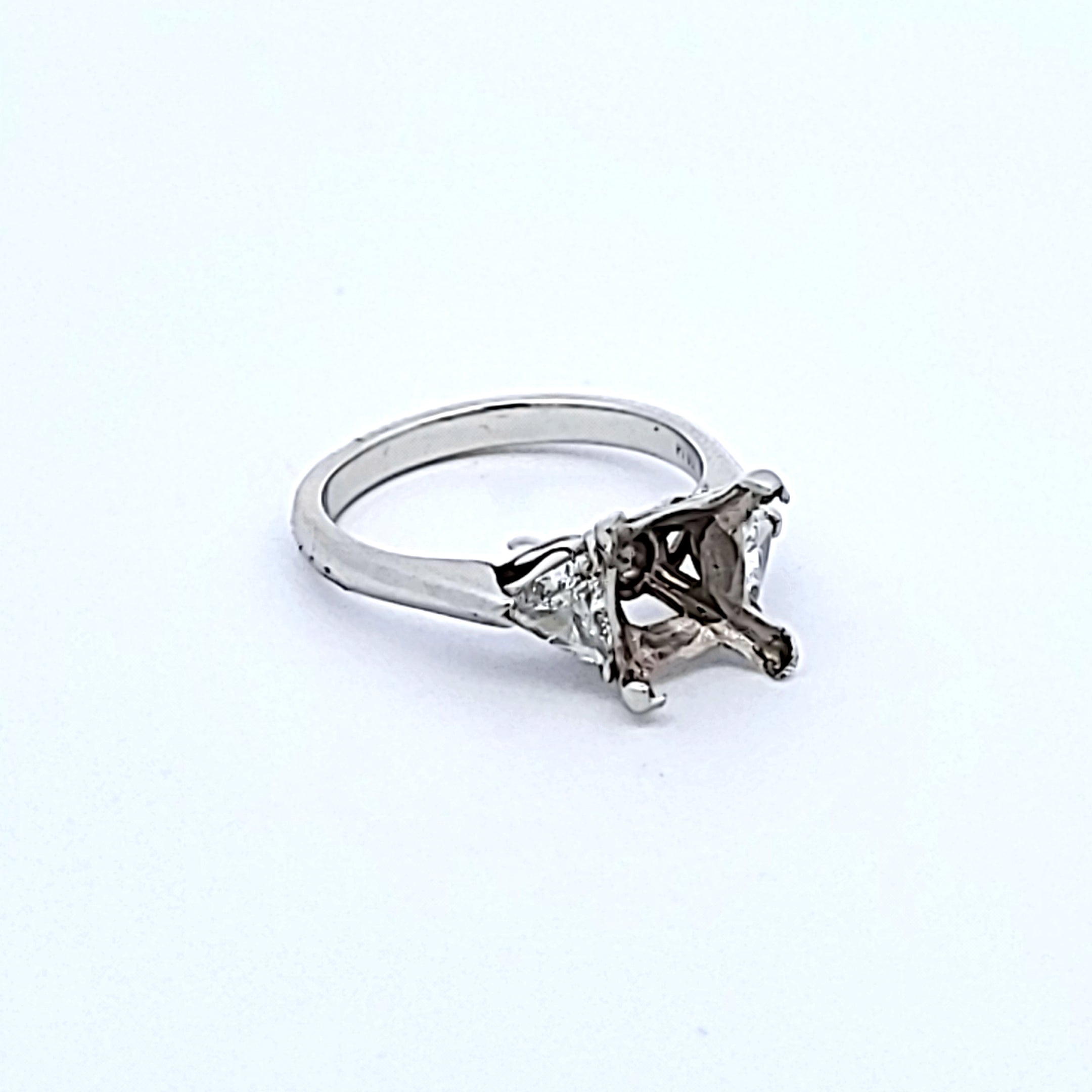 0.70 Carat Triangular H SI1 Diamond Platinum Semi Mount Ring for Engagement, Wedding & Anniversary Gifts - Perfect for Bridal Jewelry & Special Occasions