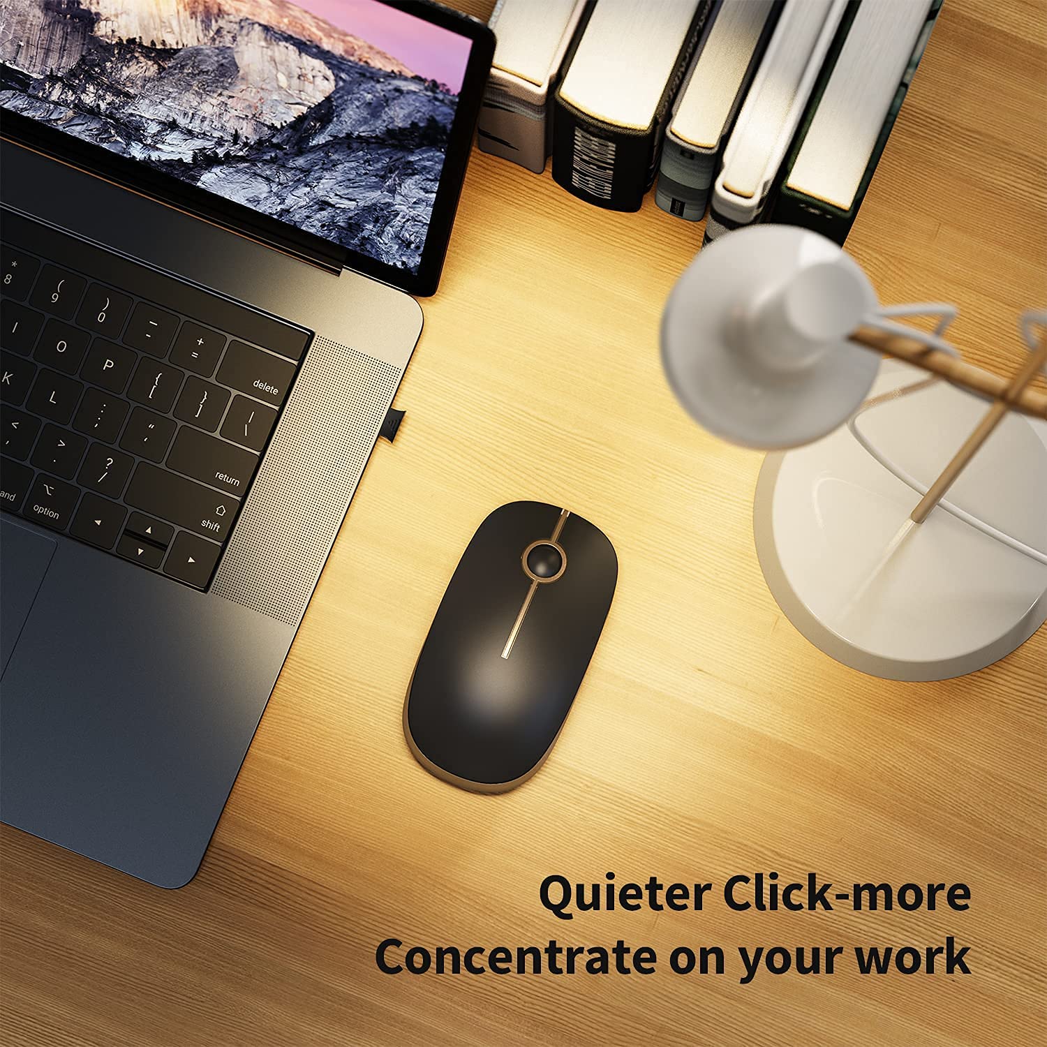 Vssoplor 2.4G Wireless Mouse Slim Portable Computer Mouse with Nano Receiver for Laptop, PC, Notebook - Gold & Black | Ergonomic Design for Office Work, Gaming & Home Use