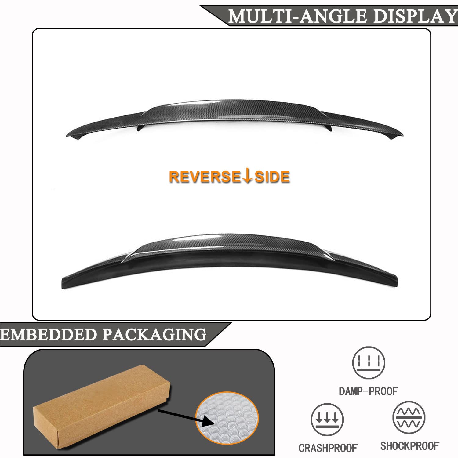 Carbon Fiber Trunk Spoiler for Jaguar XE Sedan 2015-2018 | High Kick Rear Boot Lid Wing Lip | Car Styling & Aerodynamic Upgrade | Perfect for Street Racing & Show Car Customization