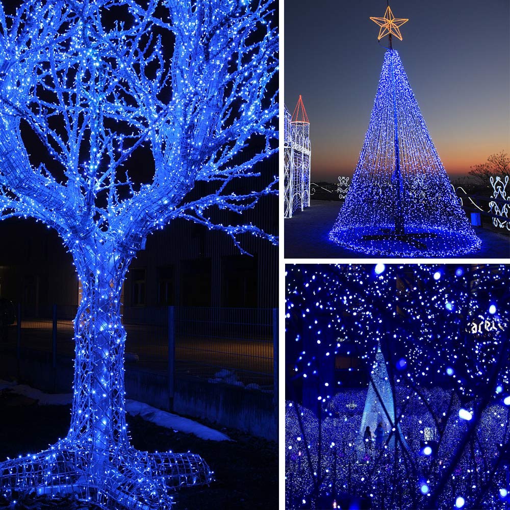 200LED Blue Christmas Lights - 66Ft Waterproof Plug-in String Lights with 8 Modes for Indoor & Outdoor Holiday Decor | Perfect for Christmas Trees, Halloween Parties, Bedroom, Garden, and Patio Lighting (Clear Wire)