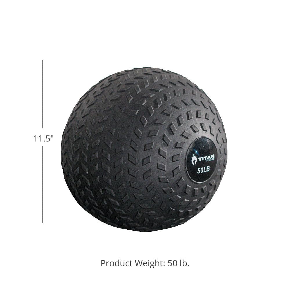 Titan Fitness Rubber Tread Slam Ball - Dead Bounce Weighted Exercise Ball for Strength Training, CrossFit & Functional Fitness - Perfect for Throwing, Catching, Slamming & Twisting Workouts - Home Gym & Outdoor Training Equipment
