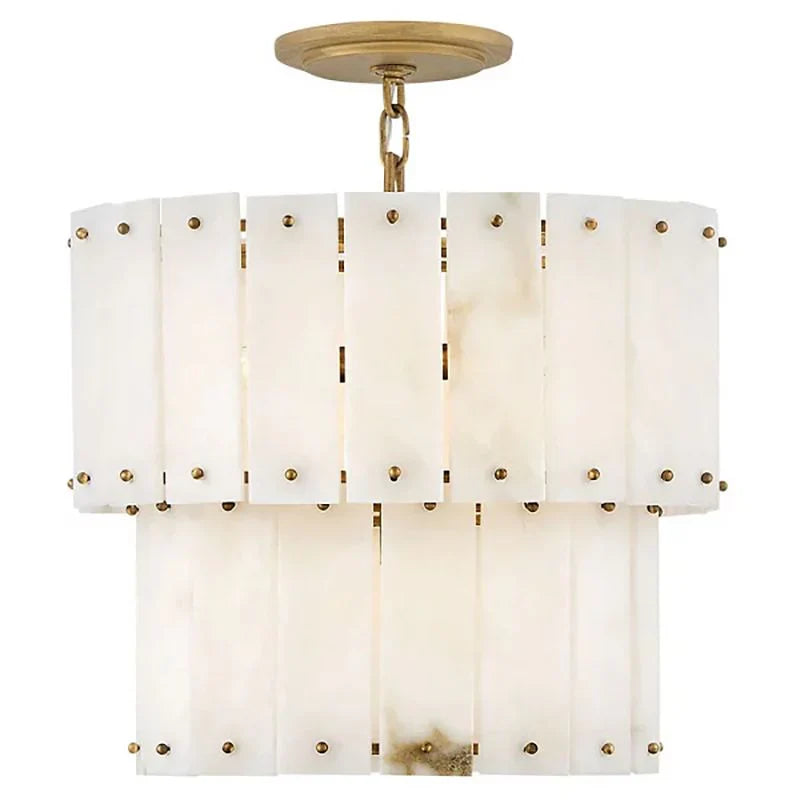 Alabaster Rancho 2-Tier Round Chandelier - Elegant Modern Ceiling Light Fixture for Dining Room, Living Room & Bedroom Lighting