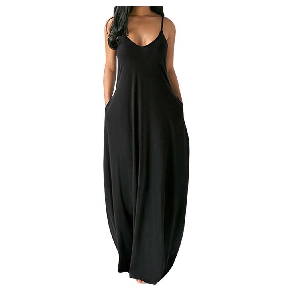 ONHUON Women's Sleeveless Flowy Maxi Dress - Sexy Summer Beach Party Sundress, Casual Loose Long Dress for Vacation, Poolside, Date Night & Tropical Getaways