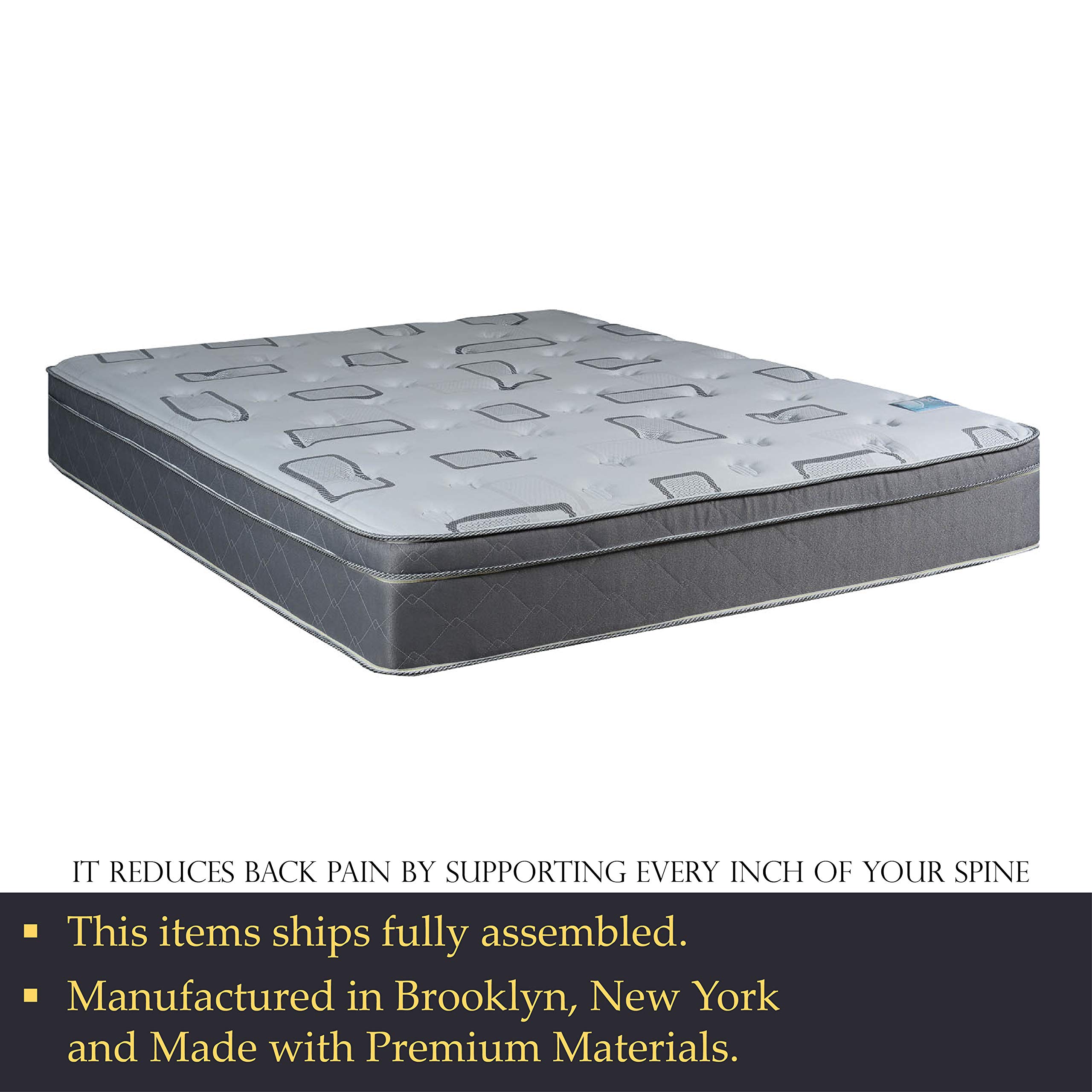 Medium Plush Foam Encased Hybrid Eurotop Pillowtop Innerspring Mattress & 8