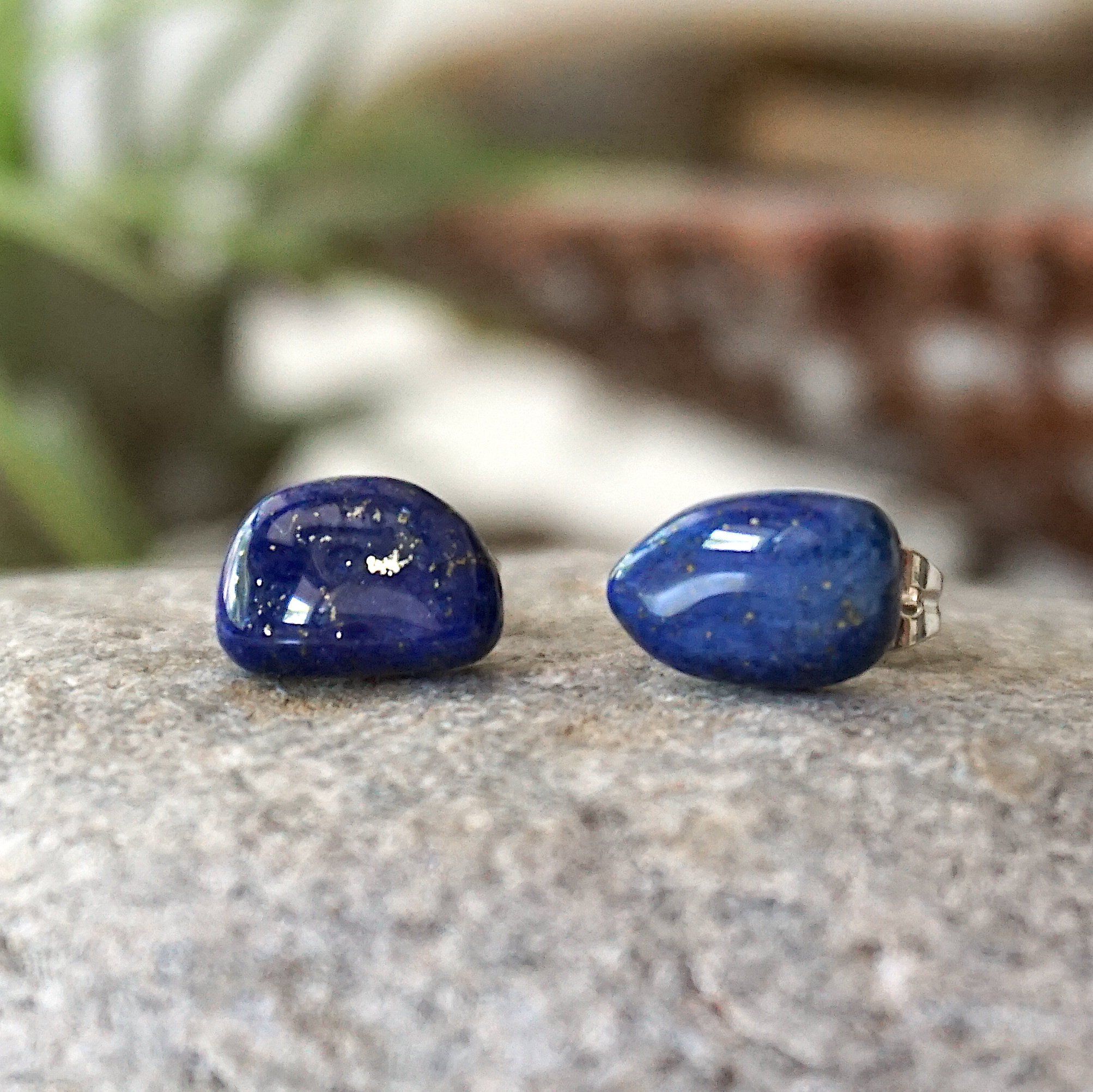 Lapis Lazuli Stud Earrings - 14K Gold Post Earrings for Women | Perfect for Everyday Wear, Office & Special Occasions