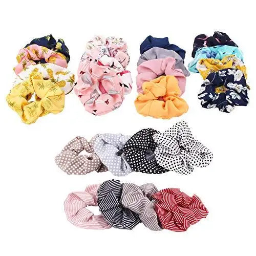Soft Chiffon Hair Scrunchies Set - 12 Pack No Damage Hair Ties for Women & Girls - Perfect for Workouts, Yoga, Office & Everyday Use