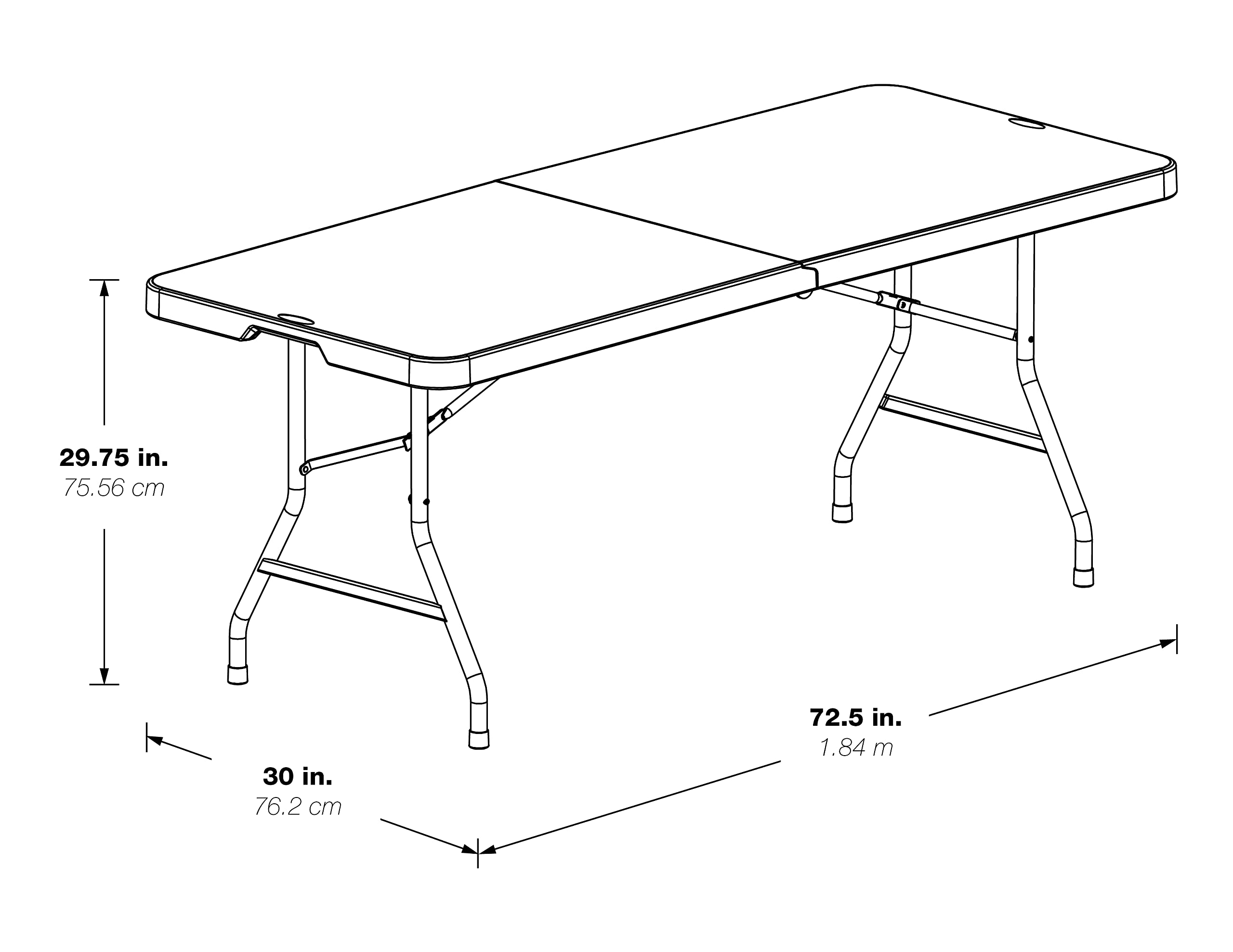 Office Star 6-Ft Resin Folding Table with Wheels - Light Gray Rectangle Multipurpose Table for Office, Events, and Home Use
