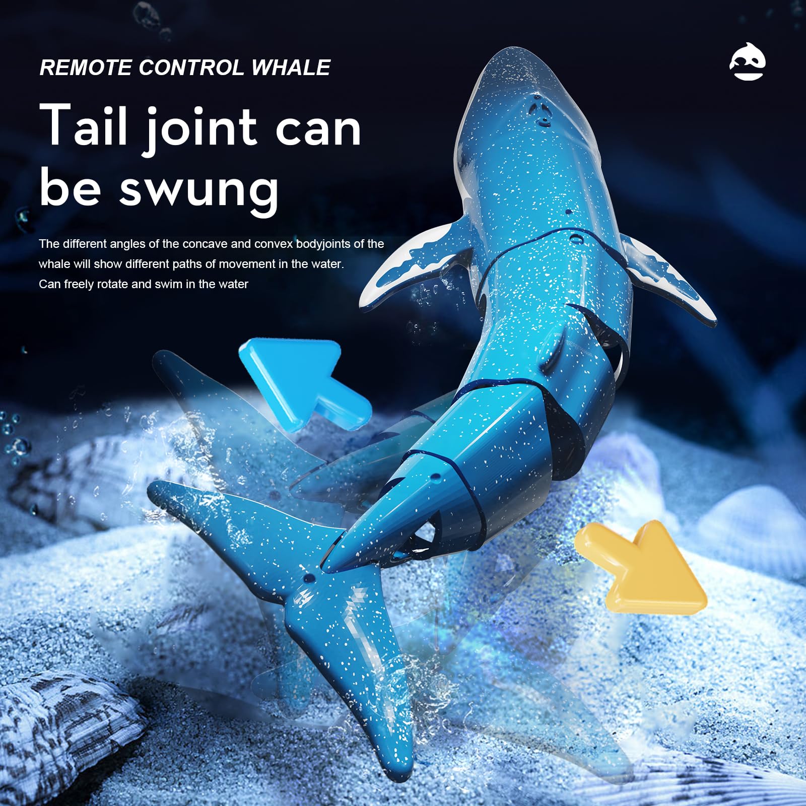 Remote Control Blue Whale Shark Toy - RC Boat for Kids, Water & Outdoor Play with 4 AA Batteries Included - Perfect for Pool, Beach & Bathtub Fun