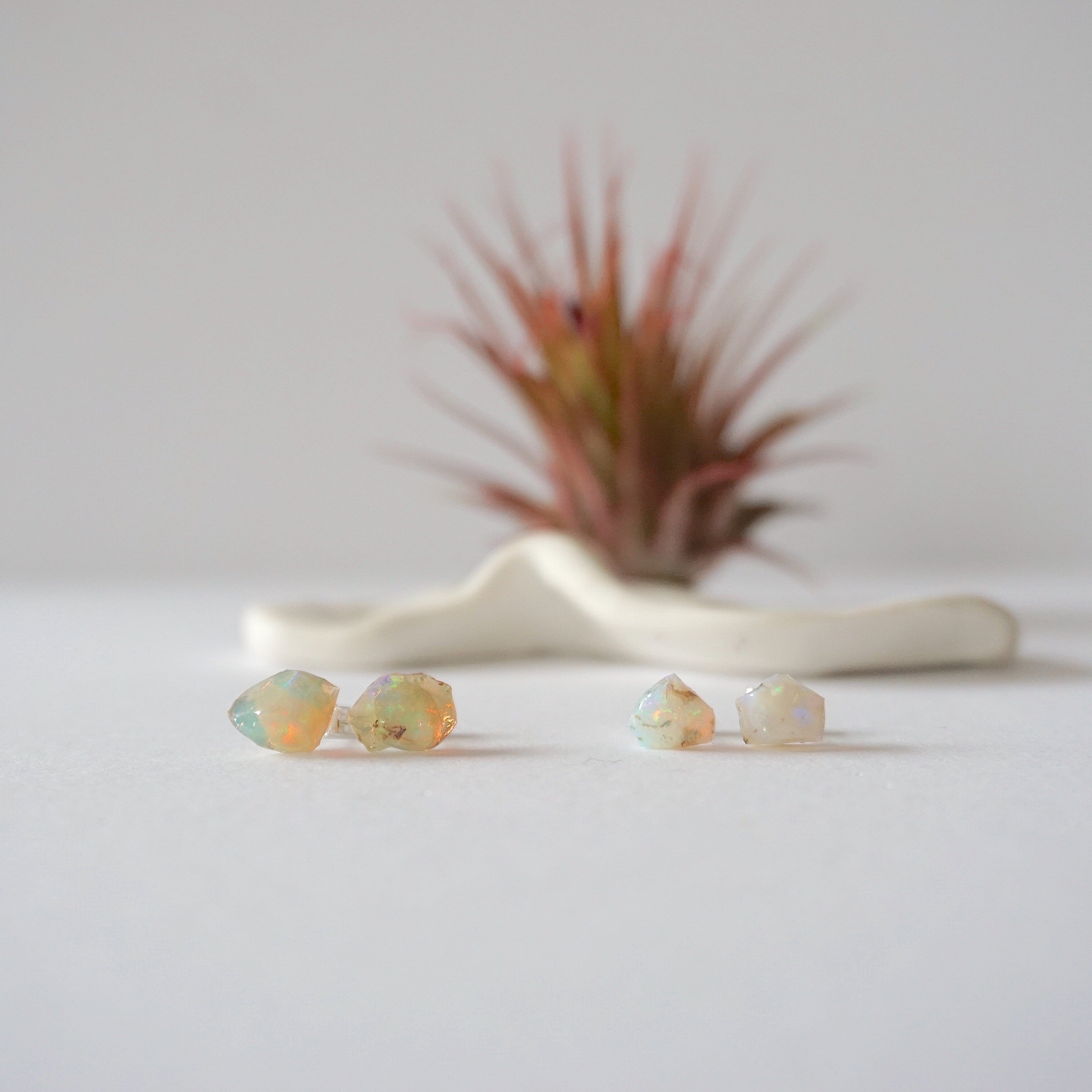 Natural Fire Opal Stud Earrings for Women - 14K Gold Post Earrings for Everyday Wear & Special Occasions