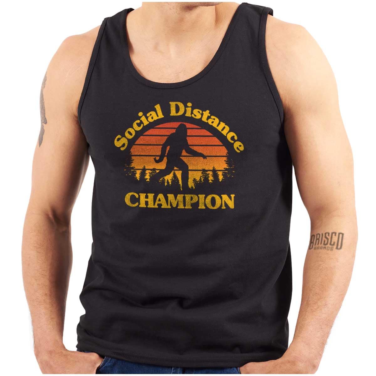 Social Distancing Champion Quarantine Funny Tank Top T-Shirt for Men & Women - Perfect for Home, Gym, and Outdoor Activities
