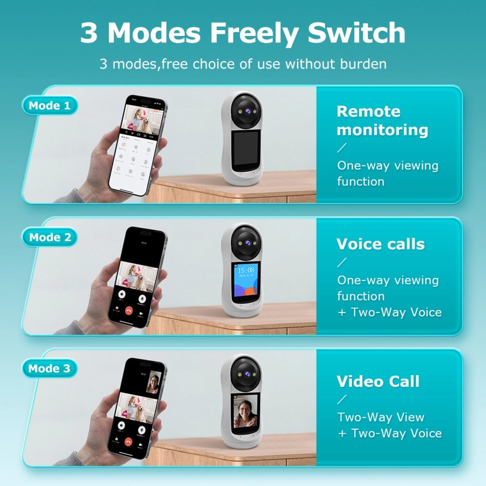 3MP HD Indoor Security Camera with 2-Way Audio, Night Vision & AI Motion Detection - 90° Wide Angle Smart Home Camera for Baby, Pet & Elderly Monitoring - Perfect for Home, Office & Nursery Surveillance