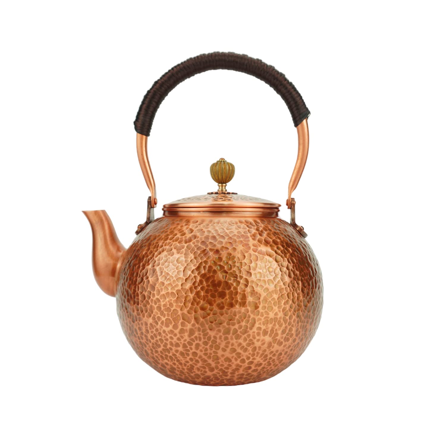 Handmade Solid Copper Tea Pot - 1400ml Hammered Stovetop Kettle for Gas & Induction - Pure Copper Teapot for Tea Lovers & Home Brewing - Perfect for Chai, Herbal Tea & Traditional Tea Ceremonies