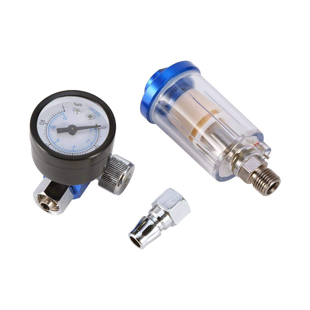 Acouto Spray Filter Separator - Pneumatic Air Pressure Regulator with Gauge & In-Line Oil Water Trap Filter | Ideal for Airbrush, Painting & Industrial Pneumatic Tools