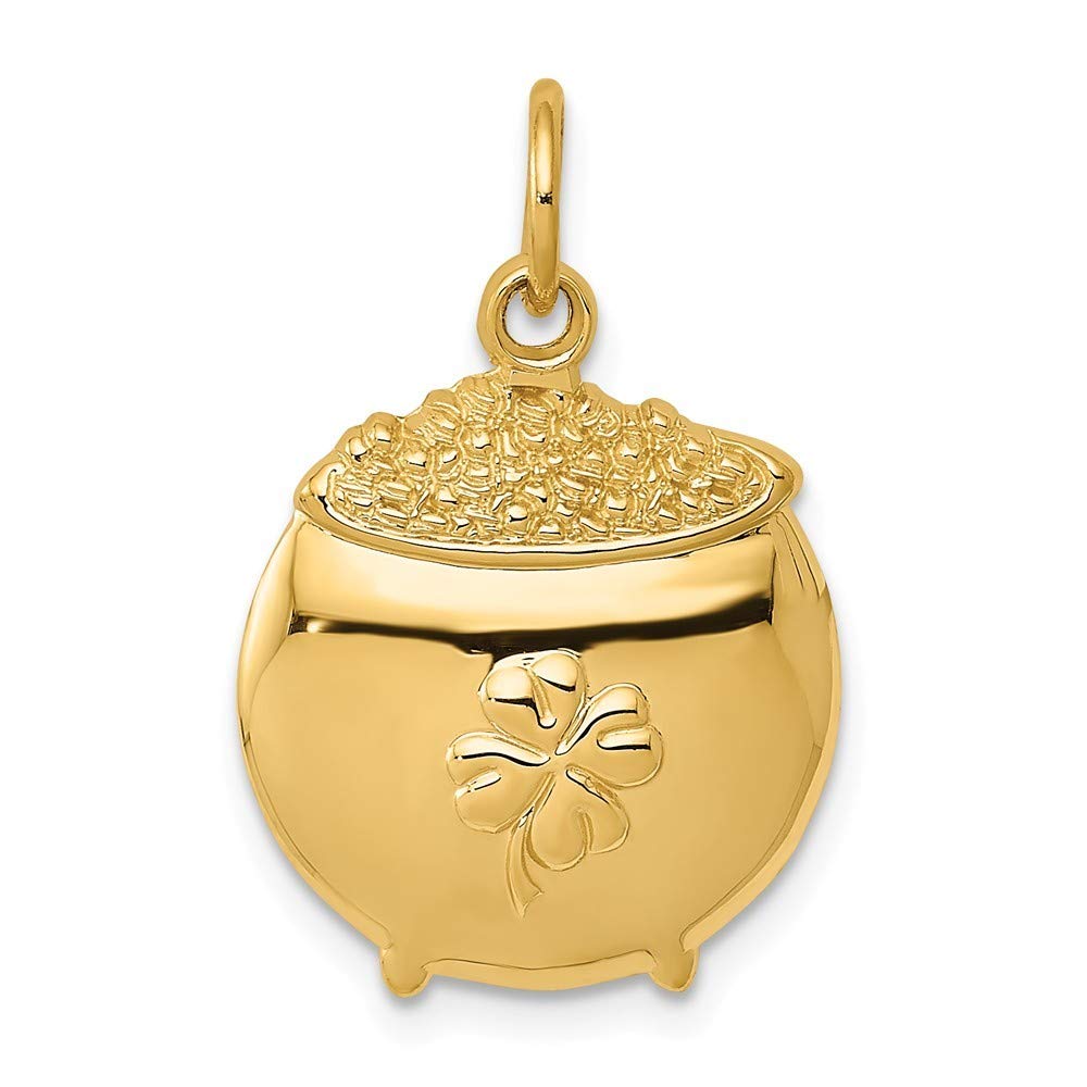 14K Yellow Gold Pot of Gold Charm Pendant - Roy Rose Jewelry for St. Patrick's Day Gifts & Irish-Themed Accessories