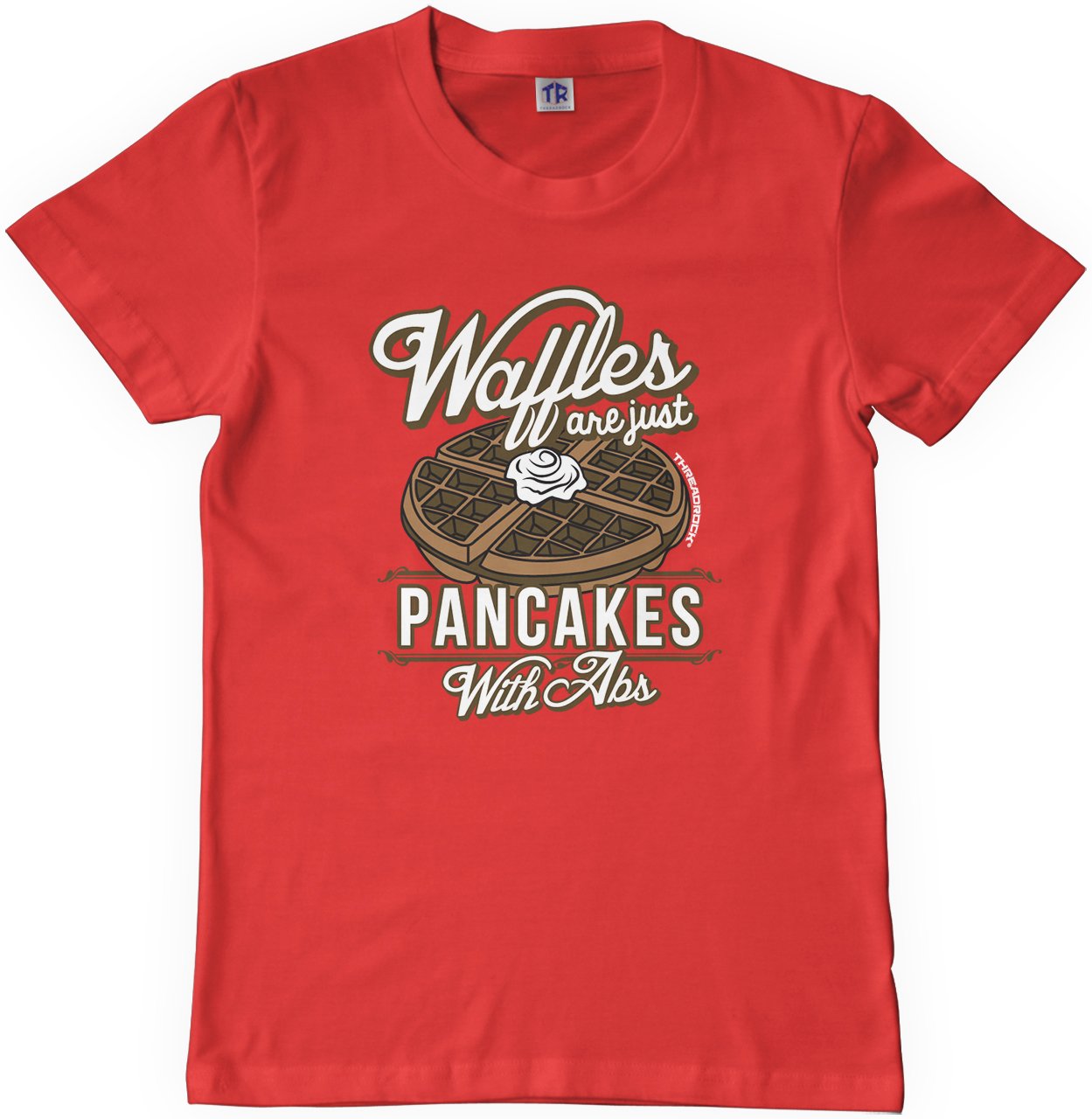 Threadrock Big Boys' Waffles Are Just Pancakes with Abs Youth T-Shirt - Funny Graphic Tee for Teens & Young Adults - Perfect for Casual Wear, Gym, and School Outfits