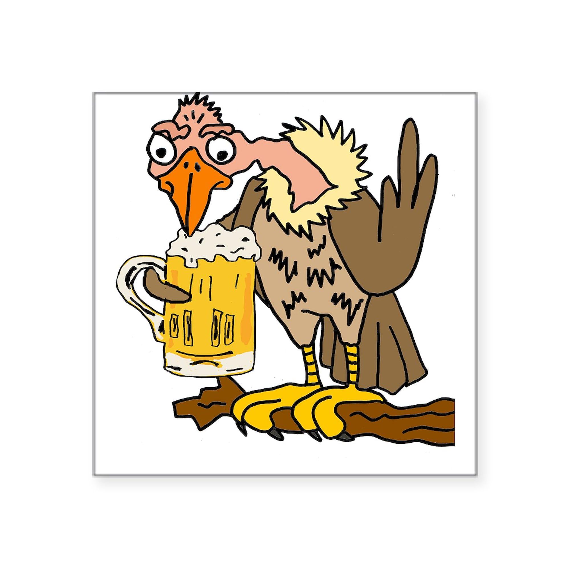 Buzzard Drinking Beer Sticker - Funny Car Decal & Bumper Sticker for Cars, Trucks, Laptops - Perfect for Beer Lovers & Humor Enthusiasts