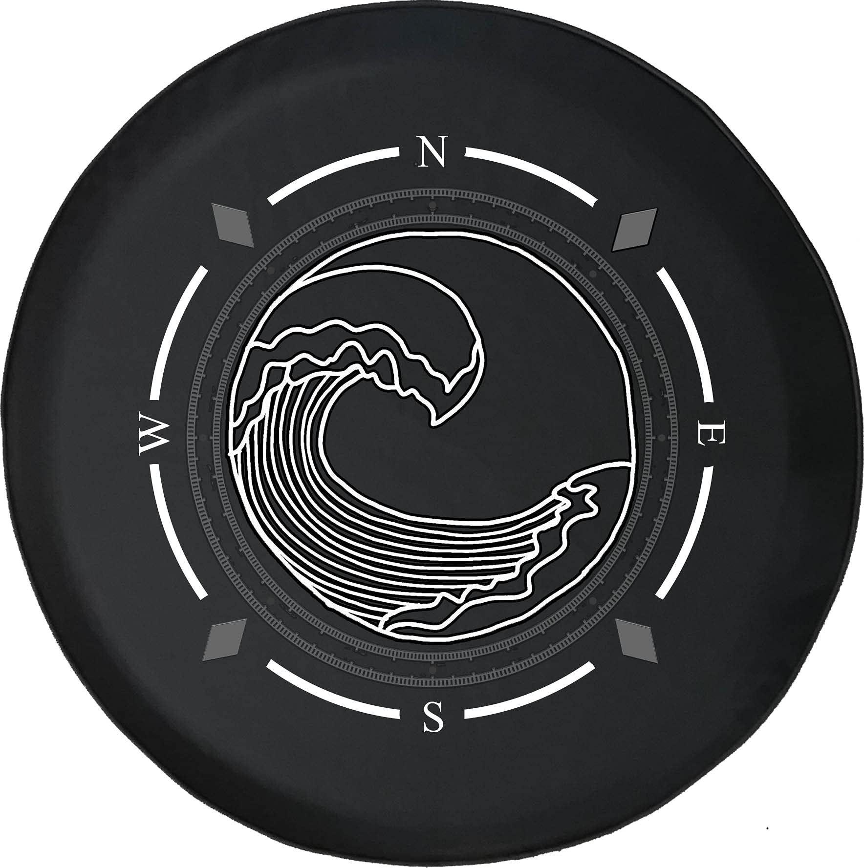 American Unlimited Spare Tire Cover with Compass & Ocean Waves Design - Universal Fit for SUV, Trailer, RV & Most Vehicles - Perfect for Beach Trips & Outdoor Adventures