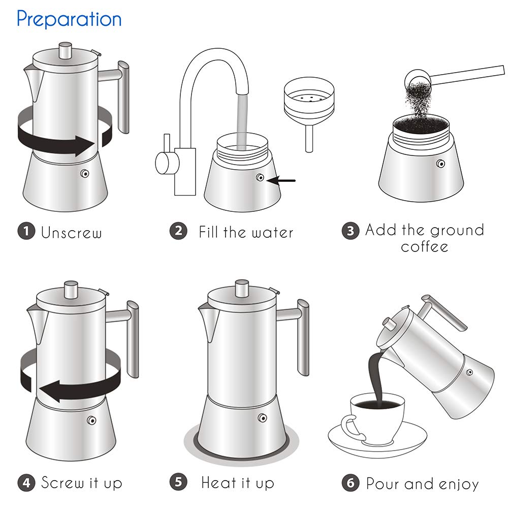 Easyworkz Diego Stovetop Espresso Maker - 12 Cup (17.5 oz) Stainless Steel Italian Moka Pot for Induction & Gas Stoves - Perfect for Home, Office & Camping Coffee Brewing