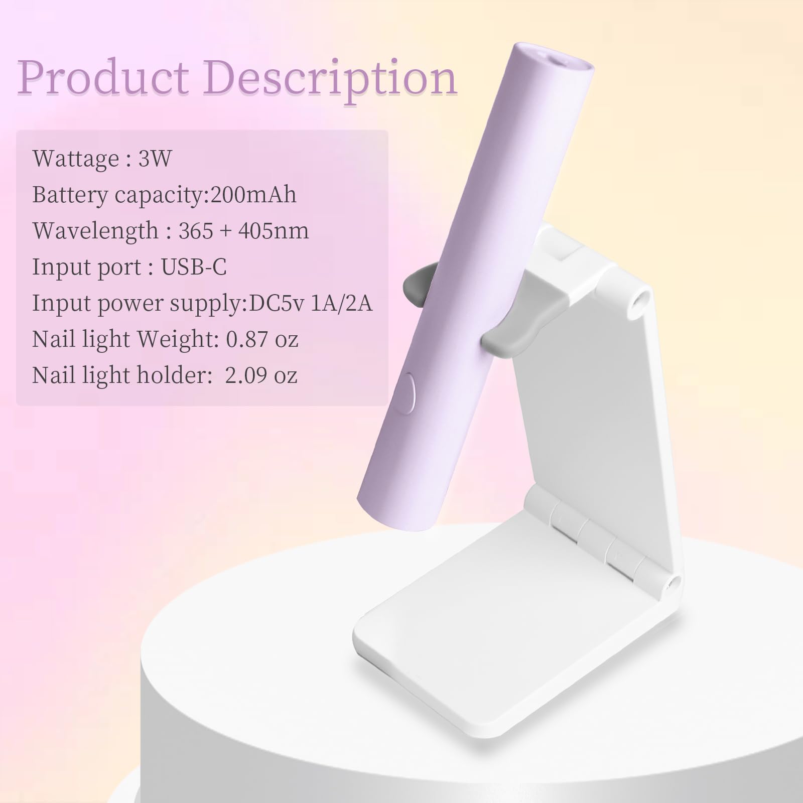 Professional UV LED Nail Lamp for Gel Polish - Portable, Rechargeable & Cordless Handheld UV Light with Stand - Fast Curing for Salon & Home DIY Manicures - Perfect for Travel, Parties & Nail Art (Purple)
