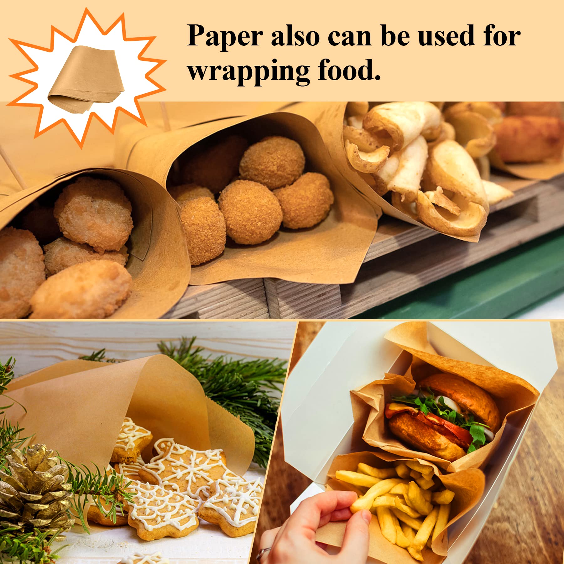 100PCS Unbleached Parchment Paper Sheets 12x16 Inch - Precut Baking Paper for Cookies, Cakes & Pastries - Half Sheet Pan Liner for Oven, Air Fryer & Toaster - Non-Stick Kitchen Baking Supplies for Home Bakers & Professional Chefs
