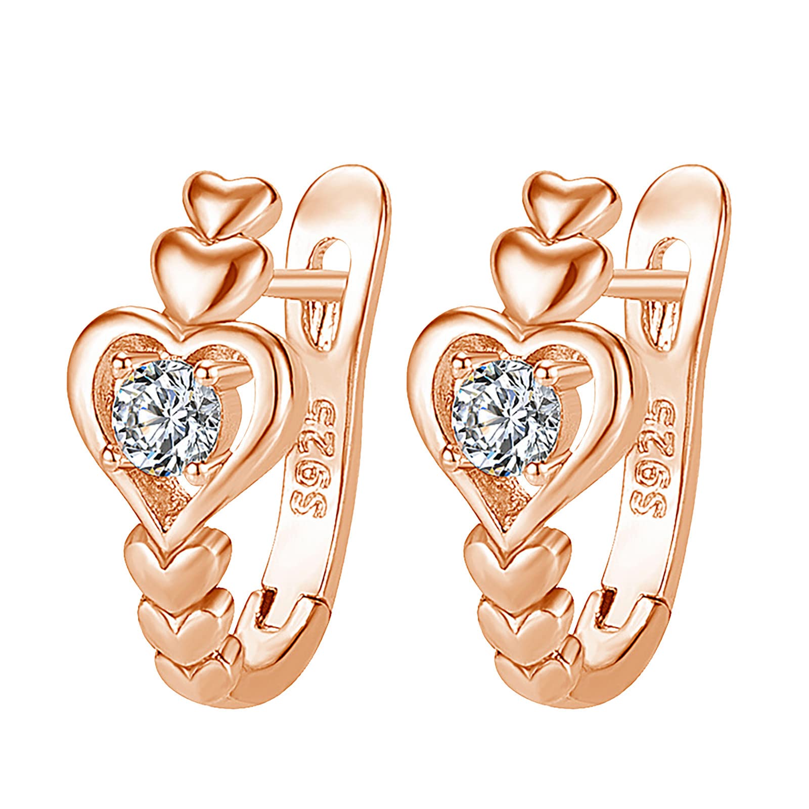 Trendy Heart & Diamond Stud Earrings for Teen Girls - Minimalist Silver Hoop Earrings for Women - Perfect for Parties, Dating & Everyday Wear