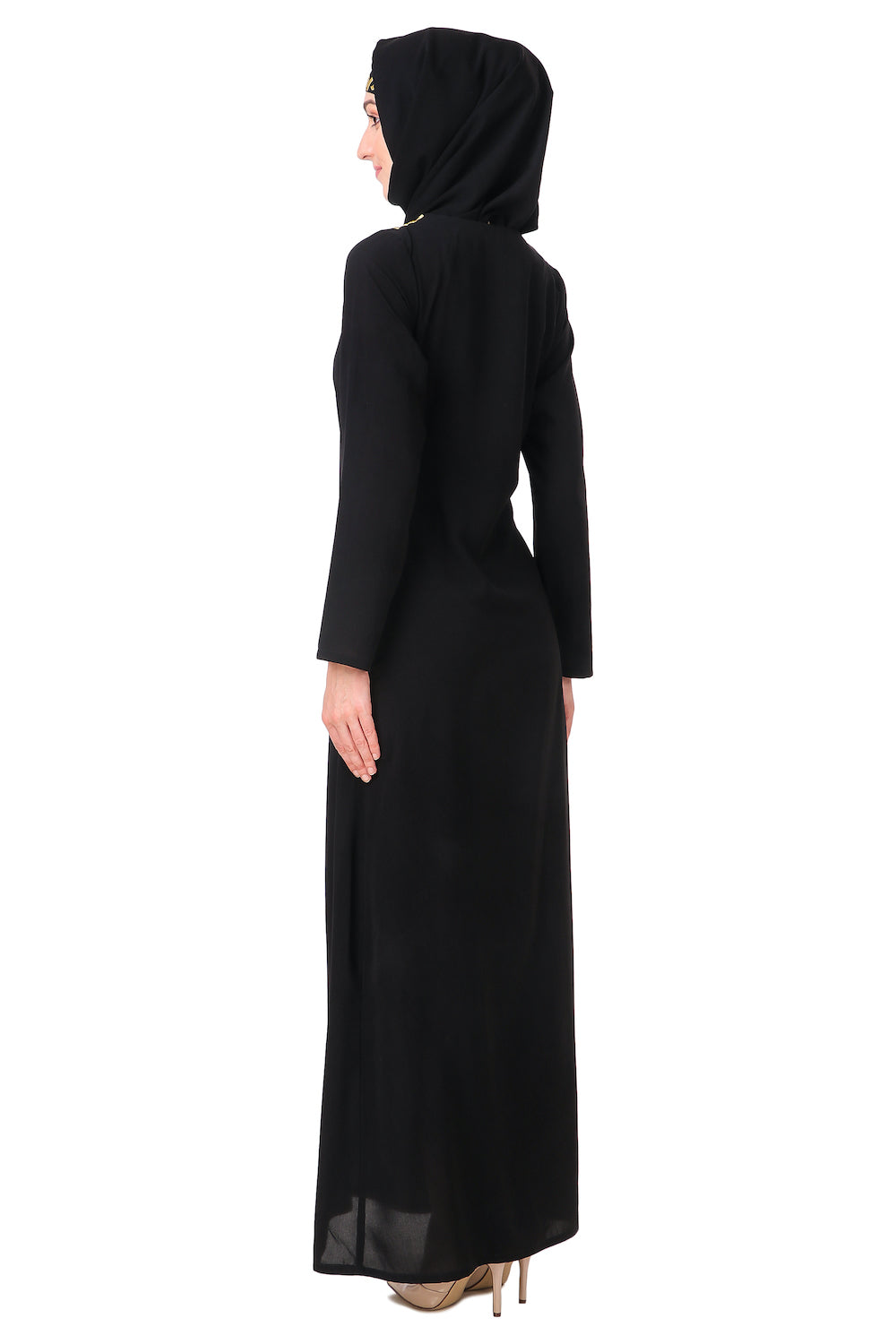 Gold Hand Embroidered Neck Fancy Abaya AY 810 - Elegant Islamic Dress for Women | Perfect for Eid, Weddings & Special Occasions