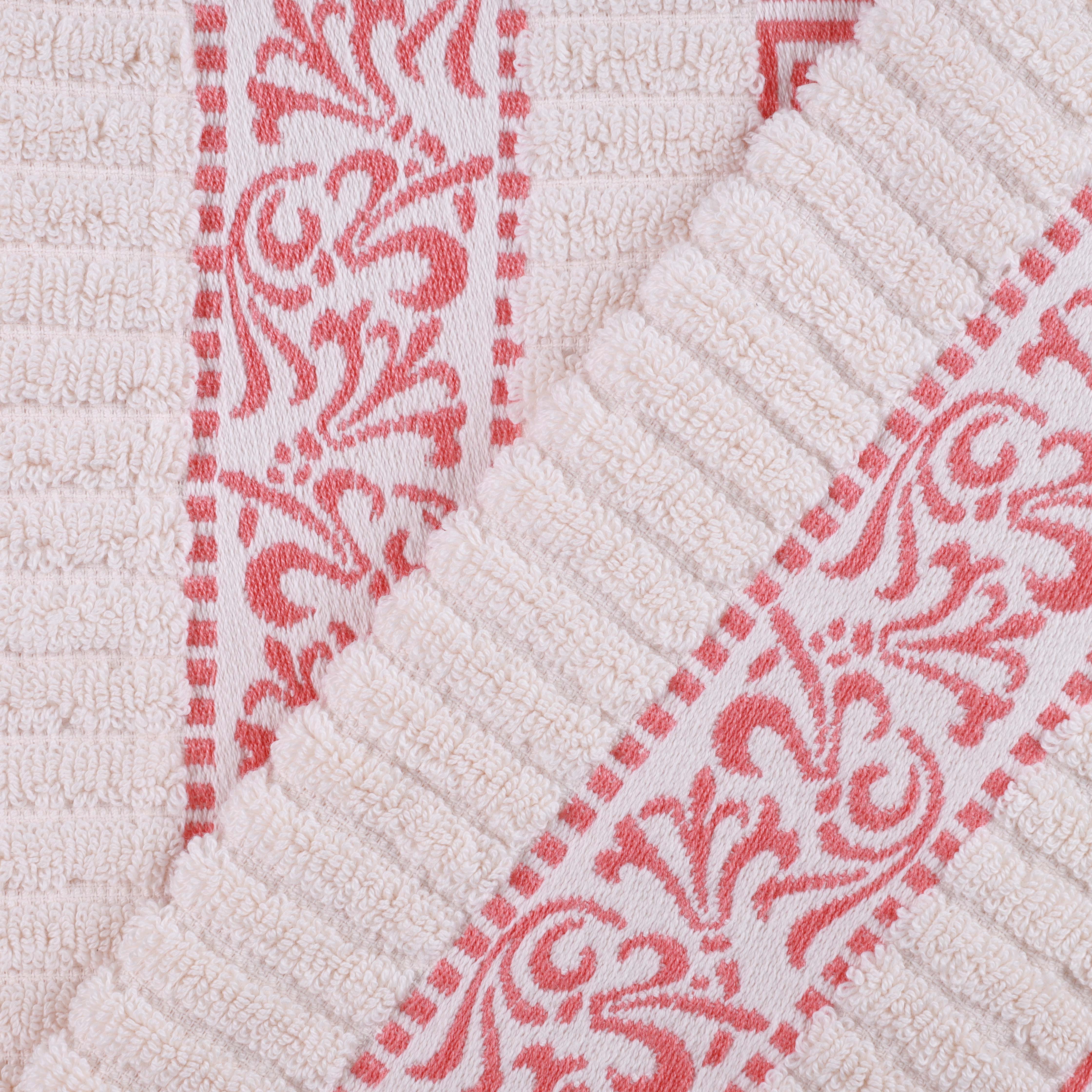 Premium Athens Cotton Greek Scroll & Floral 4-Piece Bath Towel Set - Soft & Absorbent for Spa, Bathroom & Guest Room Decor