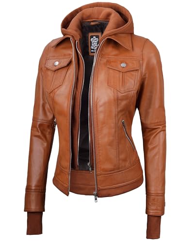 Tralee - Tan Hooded Leather Jacket