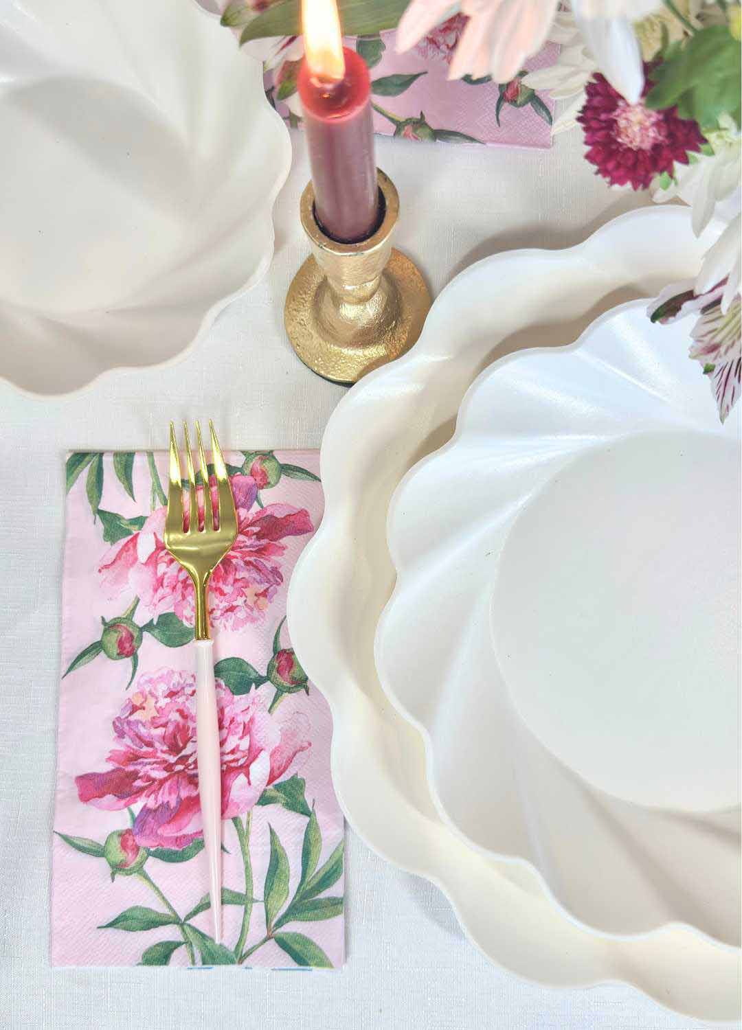Romantic Floral Table Setting for Weddings & Anniversaries - Elegant Dinnerware & Decor for Special Occasions