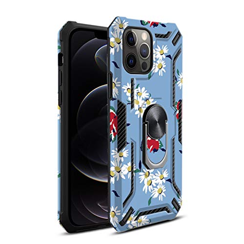 Magnetic Ring Holder Phone Case for iPhone 12/12 Mini/12 Pro/12 Pro Max - Shockproof Protective Cover with 360° Rotating Stand (Blue) - Perfect for Hands-Free Viewing, Gaming & Video Calls