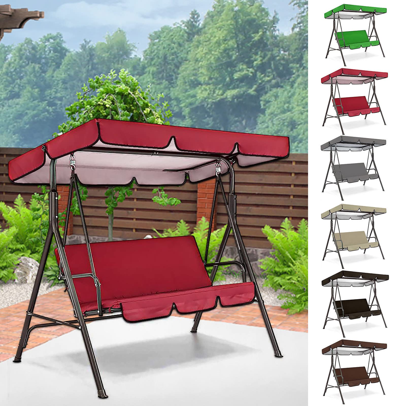 Outdoor Patio Swing Canopy Replacement - Heavy Duty 3 Seater Porch Swing Seat Cover, Waterproof Windproof & UV Resistant - Perfect for Garden, Backyard, Hammock & Outdoor Relaxation