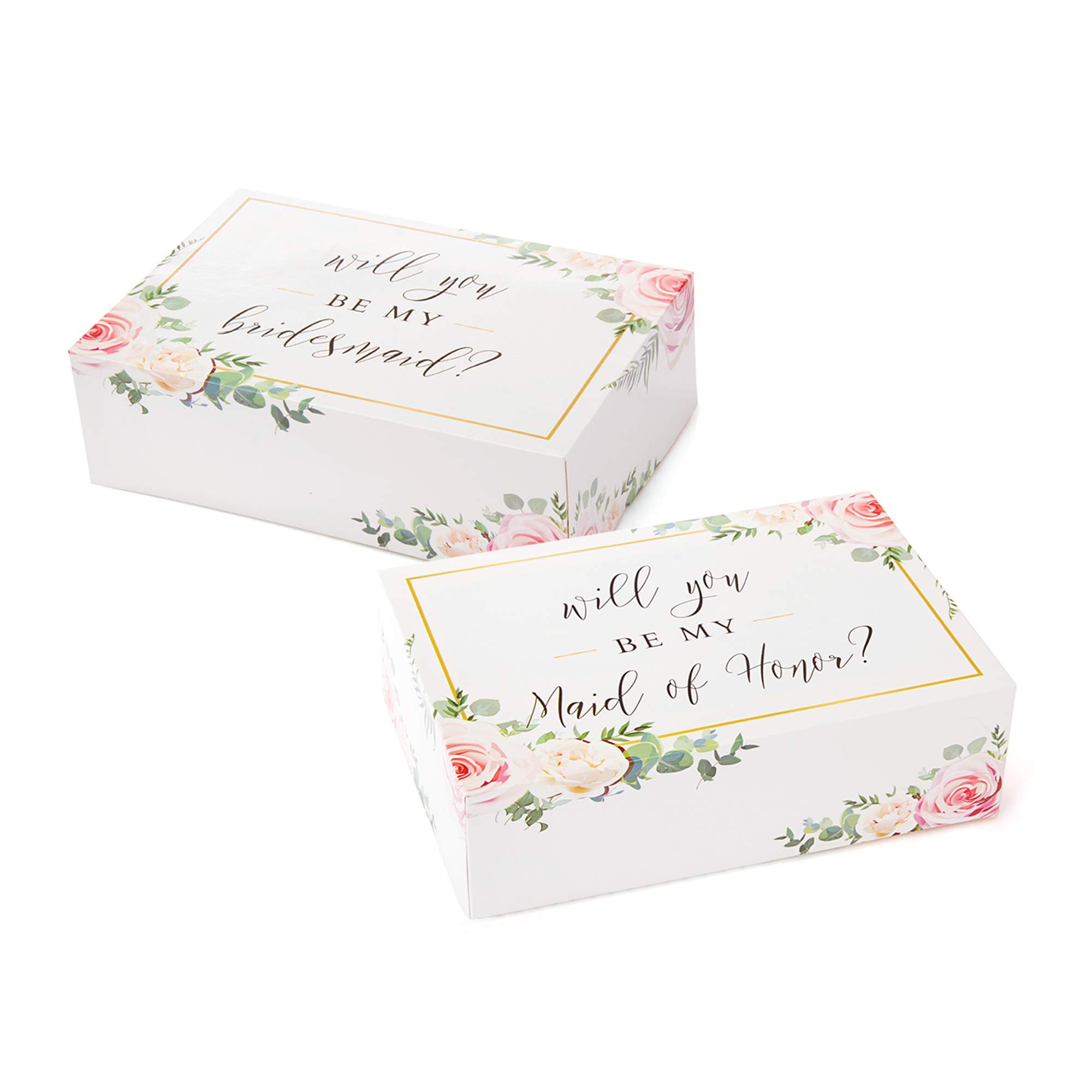 Bridesmaid Proposal Box Set (10 Pack) - 1 Maid of Honor Box & 9 Bridesmaid Proposal Boxes | Floral Wedding Party Gift Boxes for Bridesmaids, Bachelorette Parties & Wedding Planning