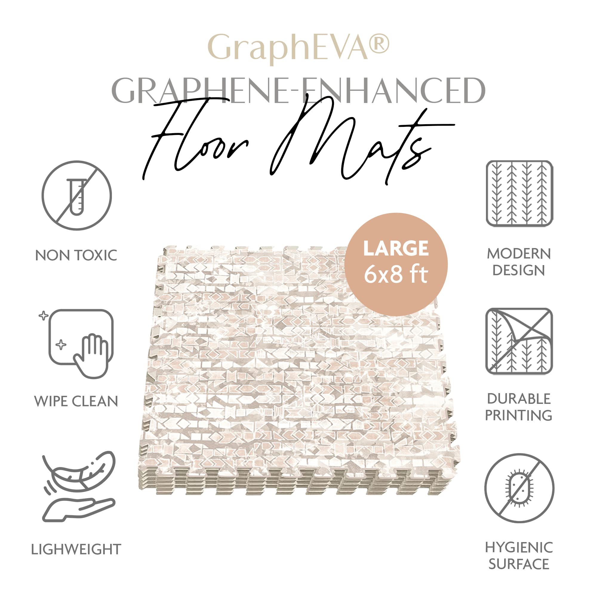 **Non-Toxic Baby Play Mat - 6x8 ft Large EVA Foam Tummy Time Mat | Soft, Lightweight & Stackable PVC-Free Floor Mat for Infants | Perfect for Nursery, Playroom & Daycare (Amber Beige)**
