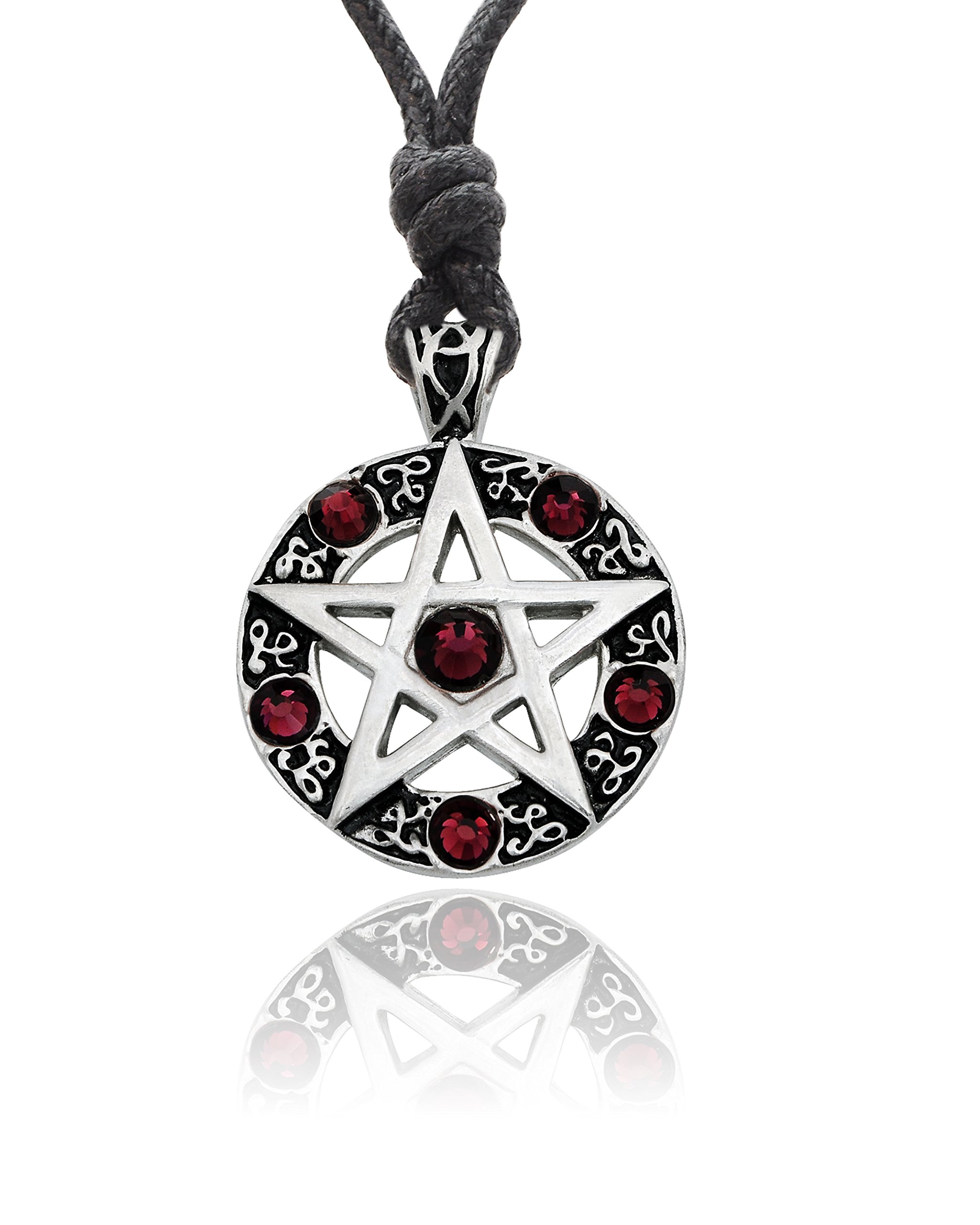 Purple Pentagram Silver Pewter Charm Necklace Pendant - Gothic Jewelry for Wiccan Rituals, Witchcraft & Alternative Fashion Accessories