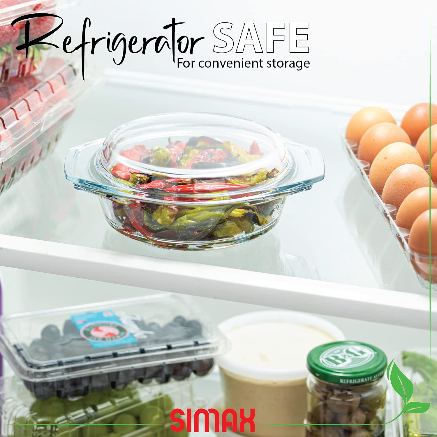 Simax 24oz Round Borosilicate Glass Casserole Dish with Lid - Oven, Microwave & Freezer Safe - 0.75 Qt European-Made Baking Dish for Casseroles, Lasagna & Meal Prep