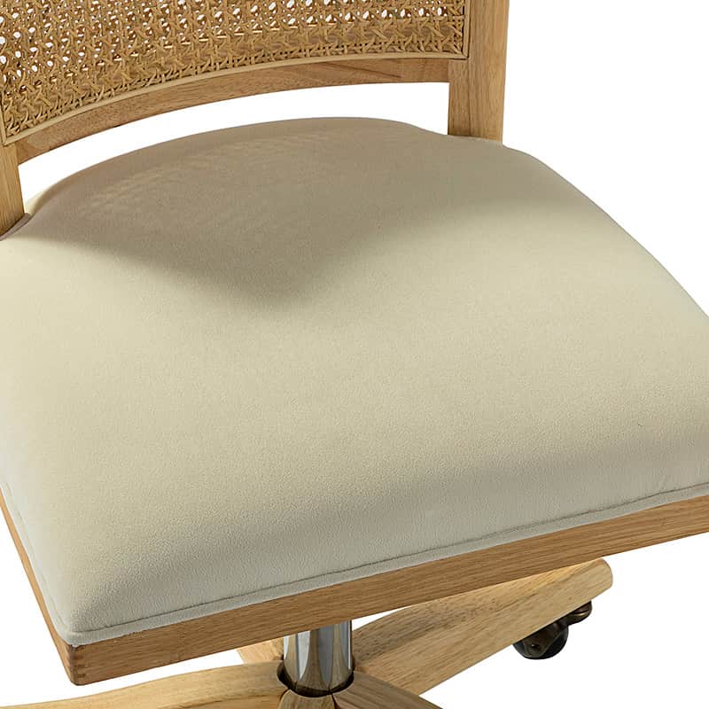 Blanca Cane Task Vanity Table Chair - Elegant White Accent Chair for Dressing Room, Bedroom, or Makeup Station - Perfect for Vanity, Desk, or Lounge Area