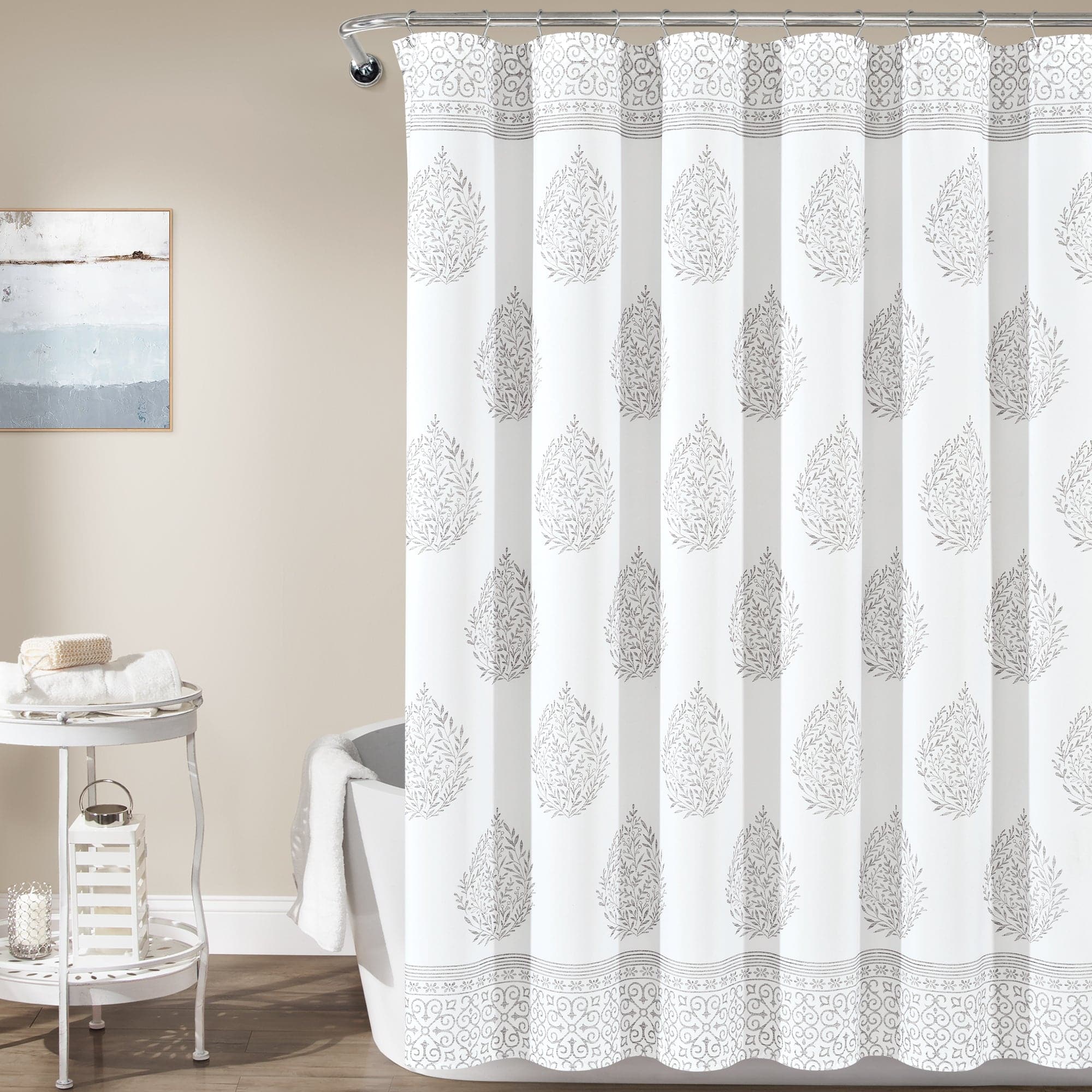 Waterproof Teardrop Leaf Shower Curtain - Modern Botanical Bathroom Decor for Spa-Like Experience | Perfect for Bathrooms, Guest Rooms & Dorm Showers