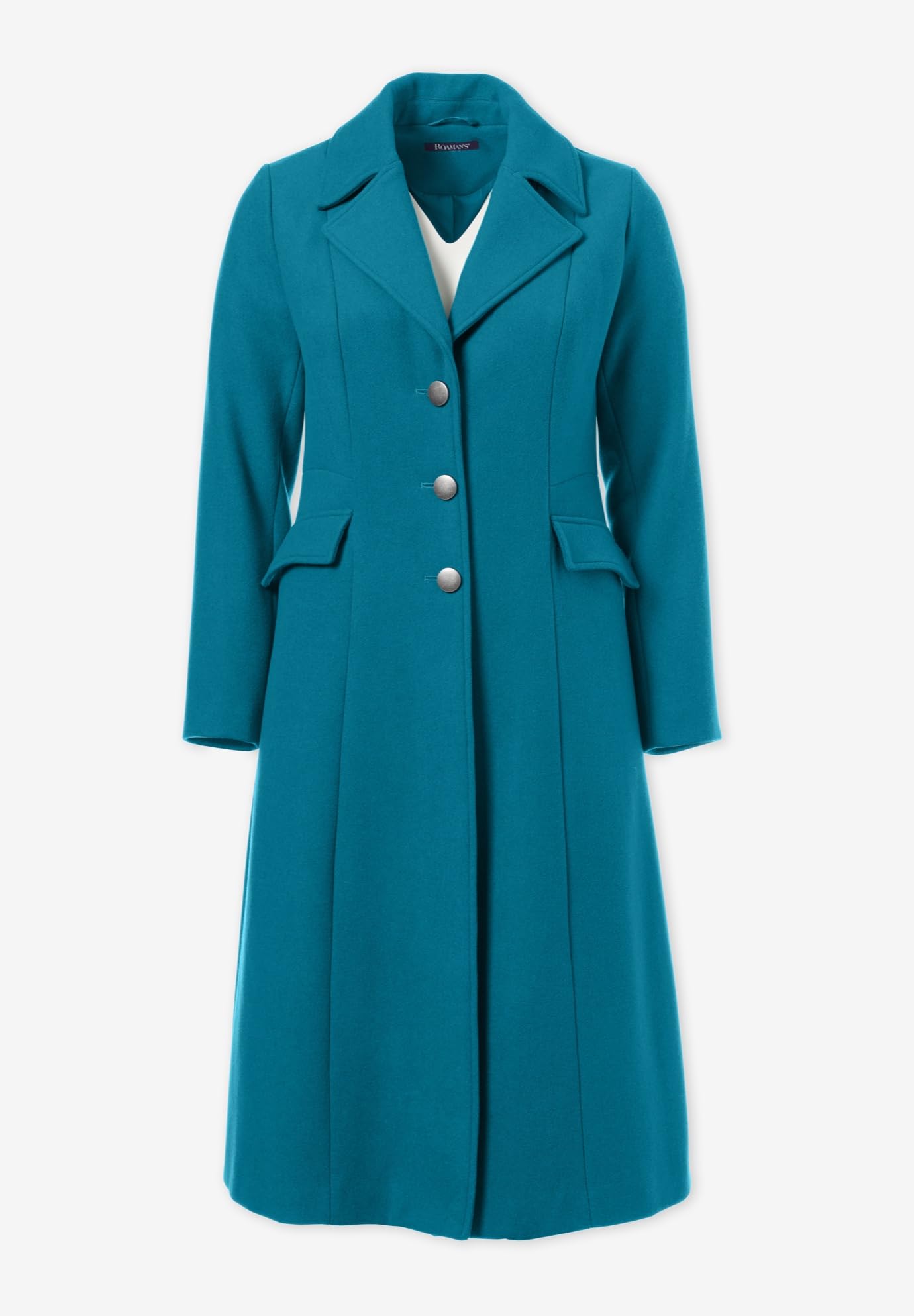 Roaman's Women's Plus Size Long Wool Blend Coat - Warm Winter Trench Coat for Curvy Women | Perfect for Office, Travel & Formal Occasions