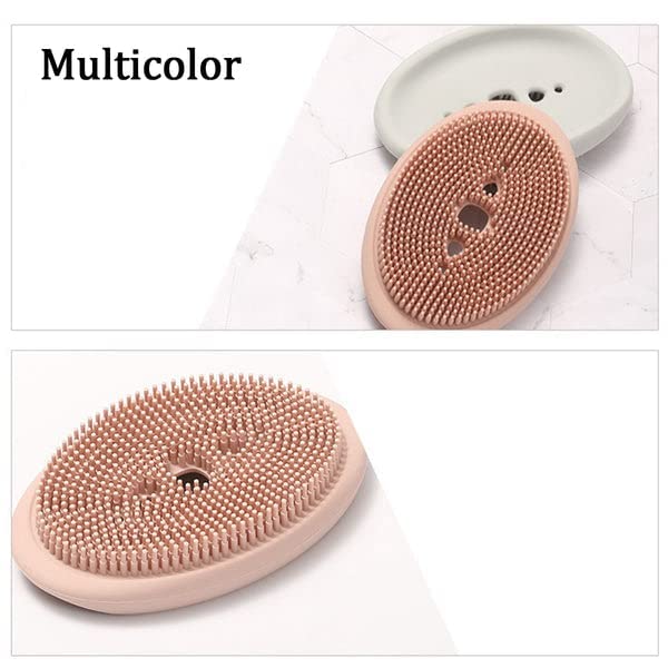 2-in-1 Silicone Scalp Massager & Bubble Bath Brush with Soap Case Holder - Hair & Body Shower Brush for Scalp Massage, Back Scrubbing & Skin Exfoliation (Random Color, Pack of 2) - Perfect for Relaxing Baths & Deep Hair Cleansing